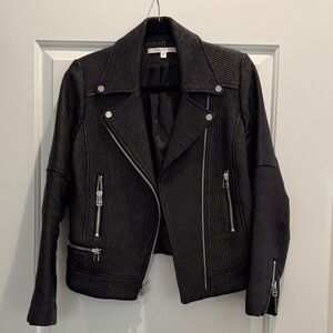 Veronica Beard Black Bonita Biker Moto Leather Jacket